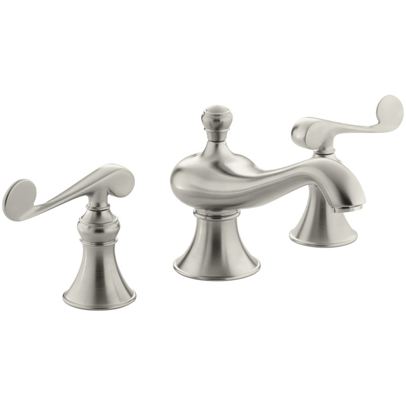 Robinet de salle de bain à large entraxe avec drain Revival, Nickel brossé éclatant