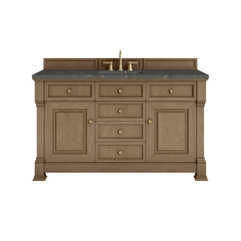 Meuble-lavabo simple l 60 po Brookfield, Bleu Parisien, Pacanier, À entraxe