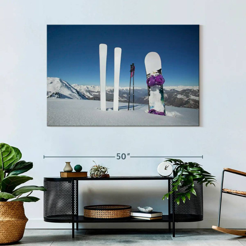 Skis And Snowboard, 32" H x 48" W