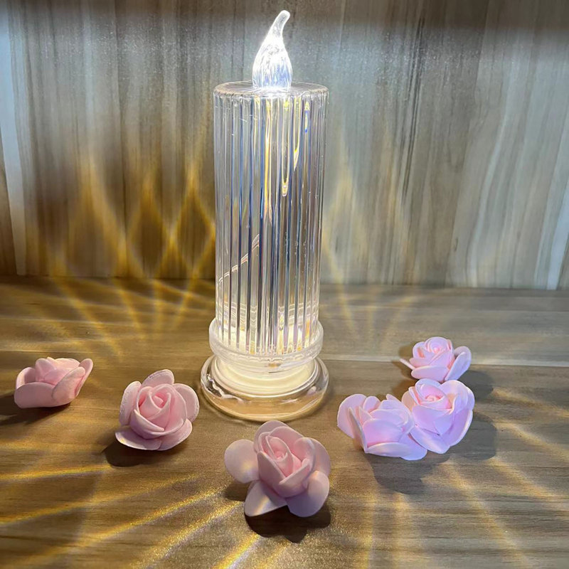 Veilleuse bougie sans flamme réfraction projection DEL bougie électronique atmosphère de table de nuit décoration imitation lampe de cristal
