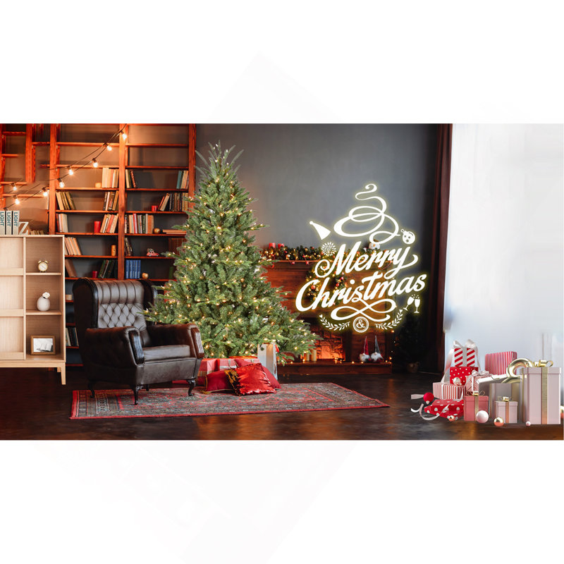 Arbre de Noël 6 pi pleine forme avec 500 lumières UL - branches mixtes PE / PVC, 1763 pointes, base large pour les espaces spacieux, structure à charnières, support en métal stable