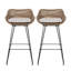 Ensemble de 2 tabourets d'extérieur, tissu beige, rotin brun, noir