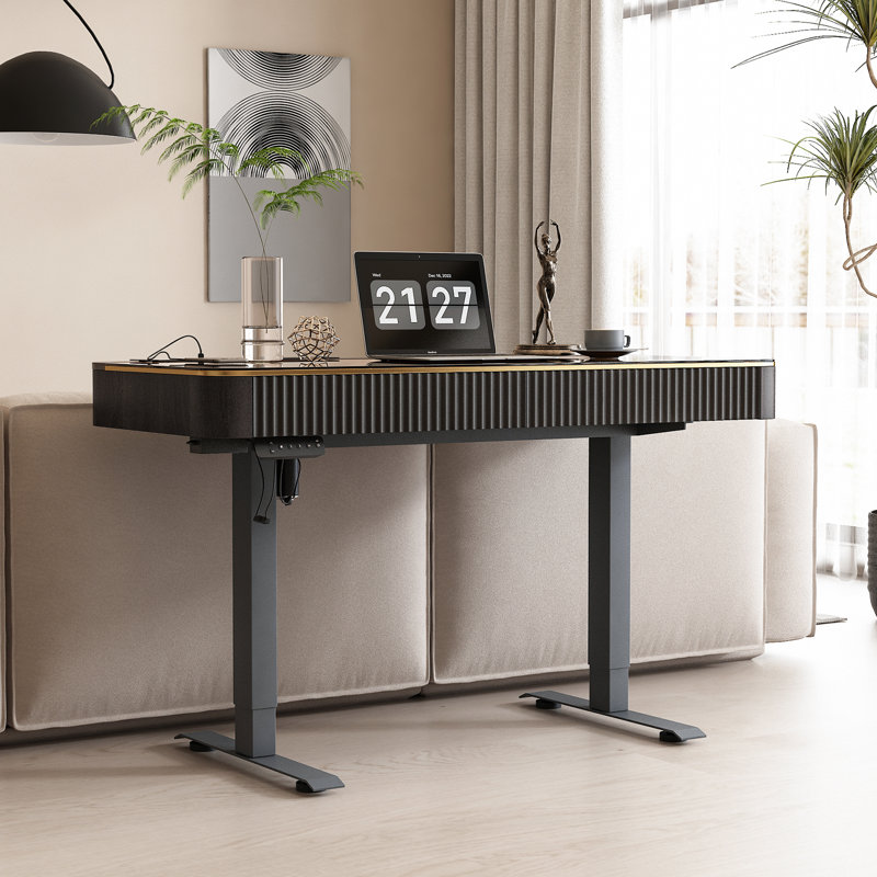Height Adjustable Rectangle Standing Desk , 74.9 cm H x 119.4 cm W x 58.4 cm D, Black/Black