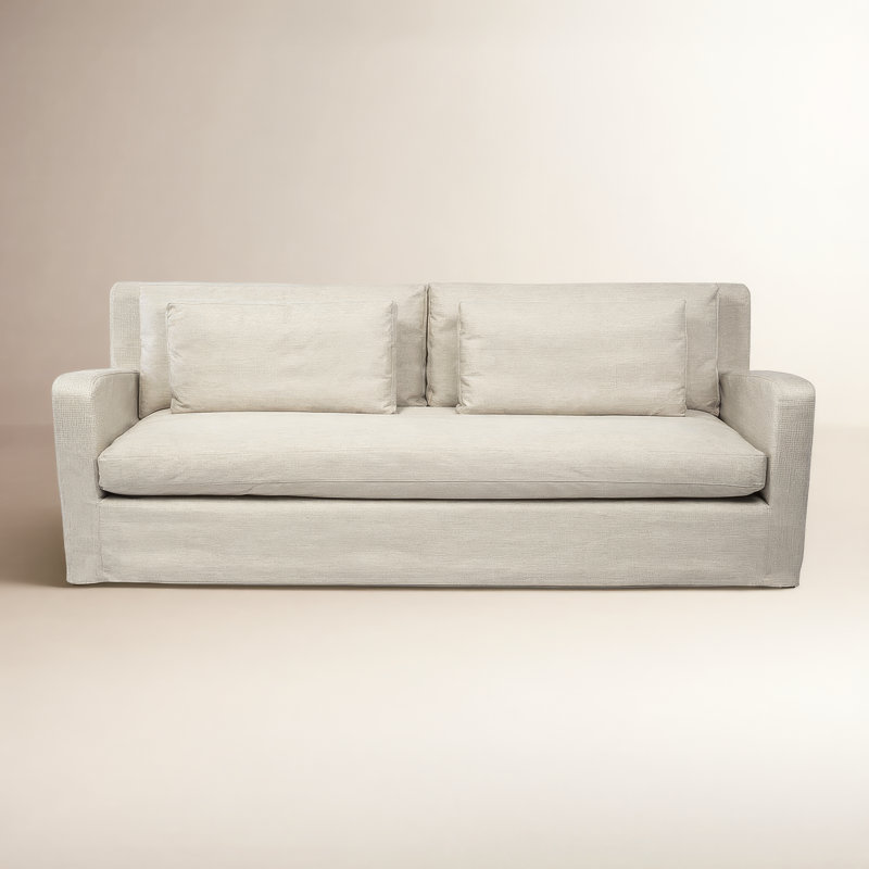 Nessa 93" Slipcovered Sofa, Cream Linen Blend
