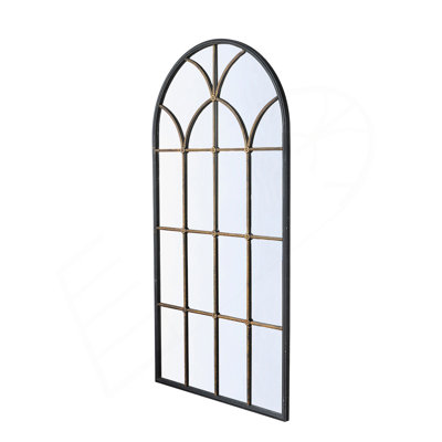 Arched Full-Length Mirror With Intricate Windowpane Design, Ideal For Enhancing Space And Creating A Focal Point In Any Room