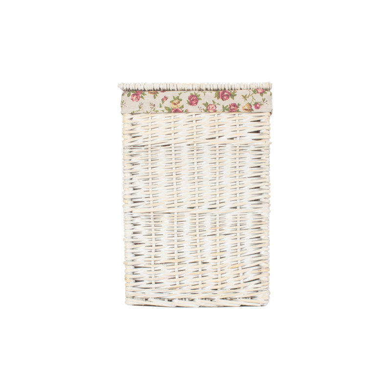 Wicker Square Laundry Basket with Garden Rose Lining