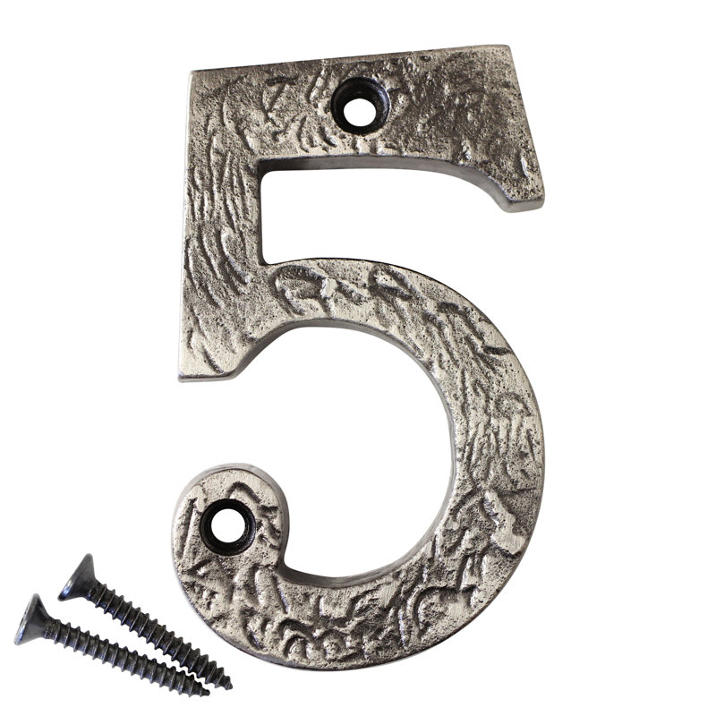 Numéro de maison 3 po, 5, Nickel antique