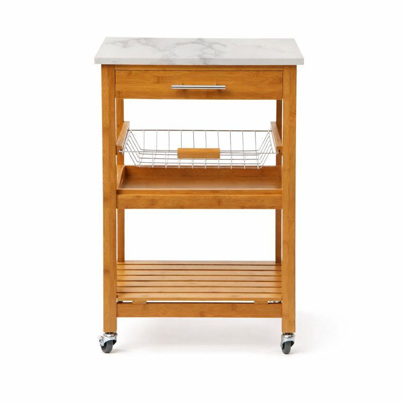 Servin Kitchen Cart, Faux Marble