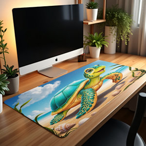 East Urban Home Cute Sea Turtle Desk Mat, Happy Cartoon Ocean Animal ...