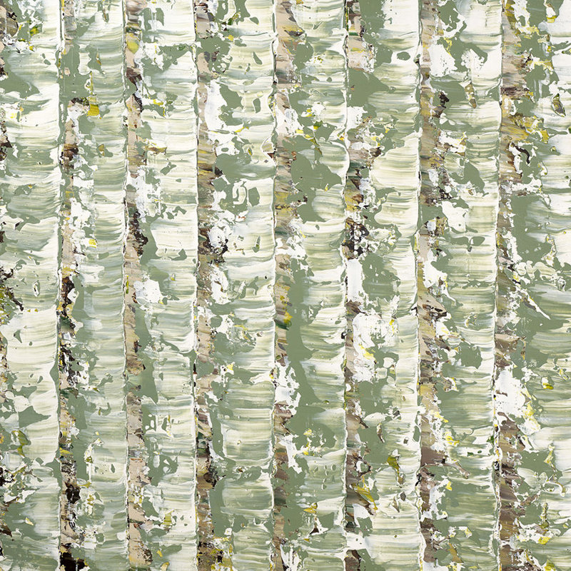 Bouleaux verts - Peinture, H 24 po x l 24 po x P 1,5 po, Texture embellissement à la main