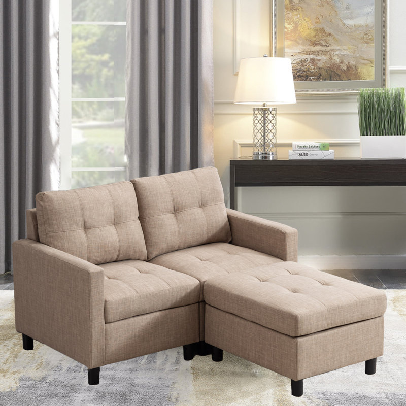 Upholstered 53.6'' Loveseat, Light Gray 100% Linen