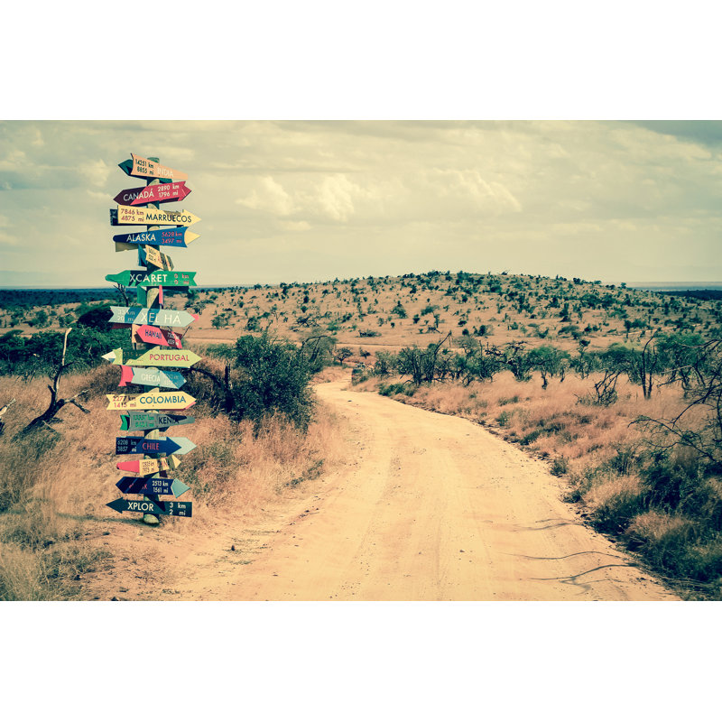 Funny Directions Signpost - Wrapped Canvas Print, 61cm H x 91cm W x 3.8cm D