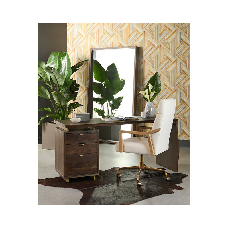 Collin Swivel Office Chair, Heather Ivory Tweed