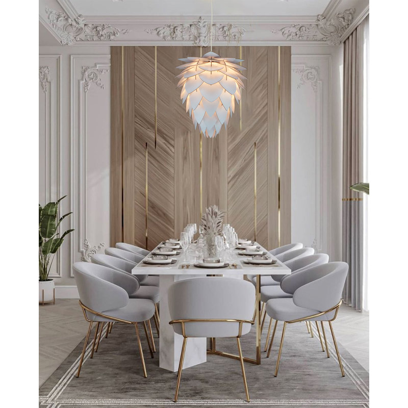 Lustre artichaut 1 lumière en bois blanc