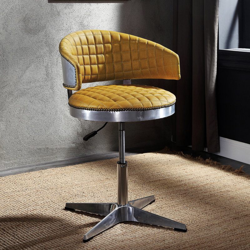 Chrome Adjustable Swivel Stool with Tufted Back