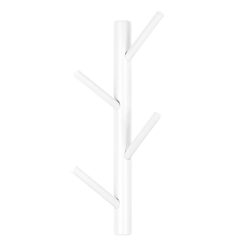 Mirzet Wall 4 - Hook Coat Rack, White