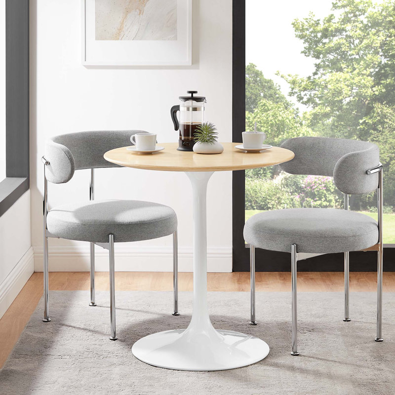 Table de salle à manger Silver Orchid Fein, Blanc, Naturel, H 29,5 po x l 28 po x L 28 po