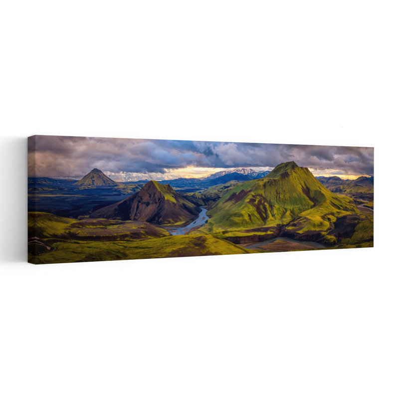 «Dramatic Green Mountain Valley Dramatic Serene Vibrant Moss Landscape Mountain», art mural, 48" H x 16" W