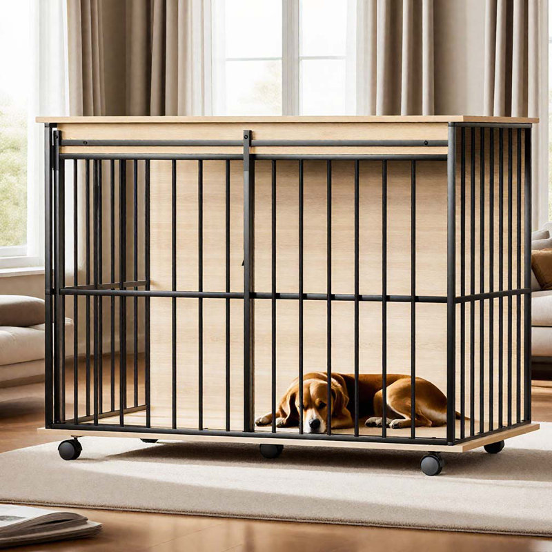 Mobilier pour grande cage avec plateau pour chiens de taille moyenne