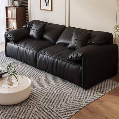 Canapé modulaire 94,49 po en cuir véritable noir