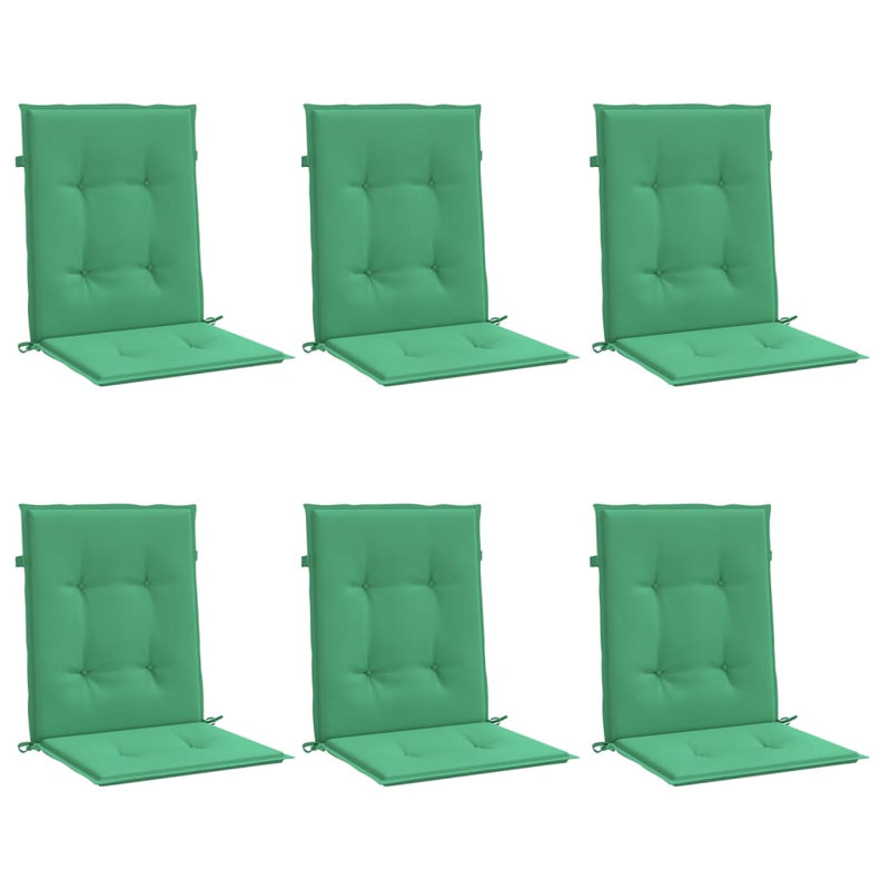 Lowback Chair Cushion Set of 6 Green Oxford Fabric 100 Percent Polyester Outdoor Seat Pads, Fabric - Green