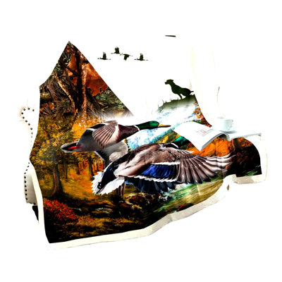 Wild Mallard Hunter Fleece Blanket - Cozy 50"x60" Throw for Duck Hunting Enthusiasts"