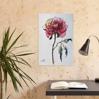 «Rose expressive», art floral abstrait délicat, rose