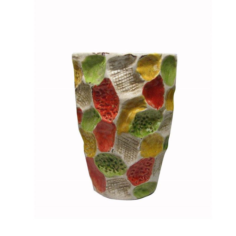 Vase de table jaune en céramique 10,5 po