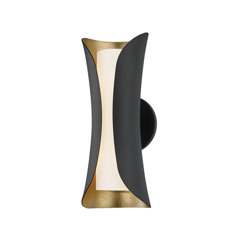 Elegant Gold Leaf & Black Opal Glass Dimmable Wall Sconce