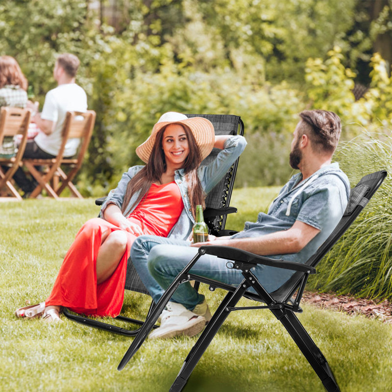 Jaquinton Folding Zero Gravity Chair, Black/Gray
