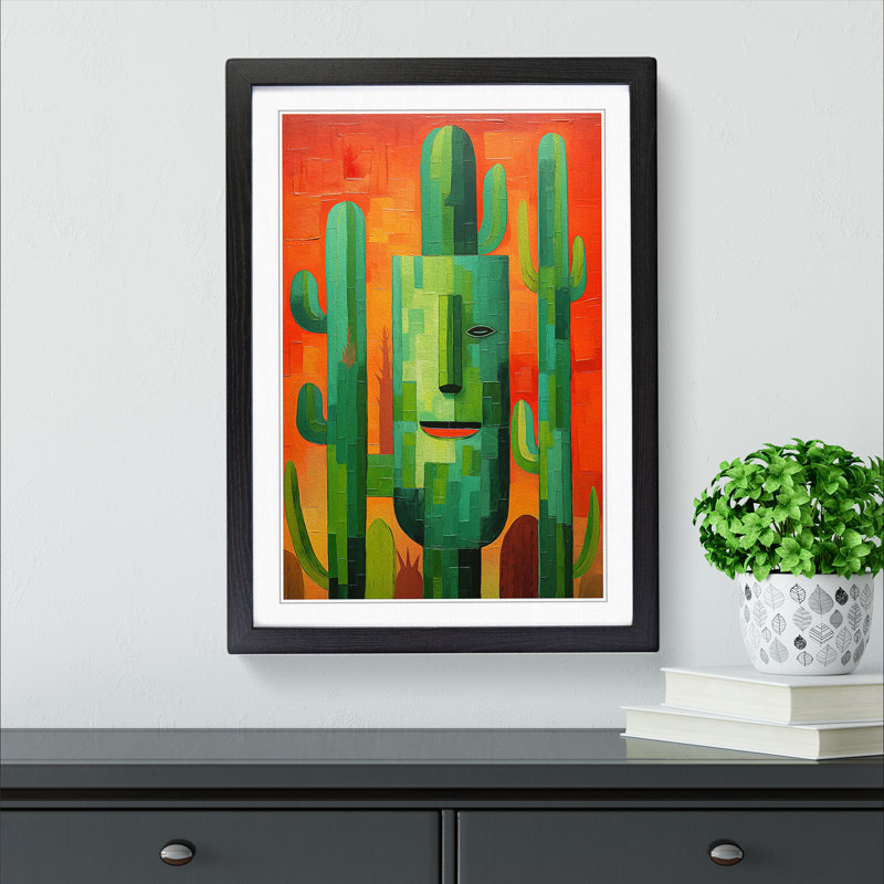 Cactus Cubism - Framed Print, Black Framed, 34cm H x 25cm W x 2cm D