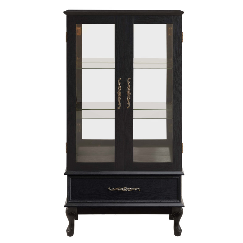 Vitrine lumineuse avec portes en verre et tablettes réglables