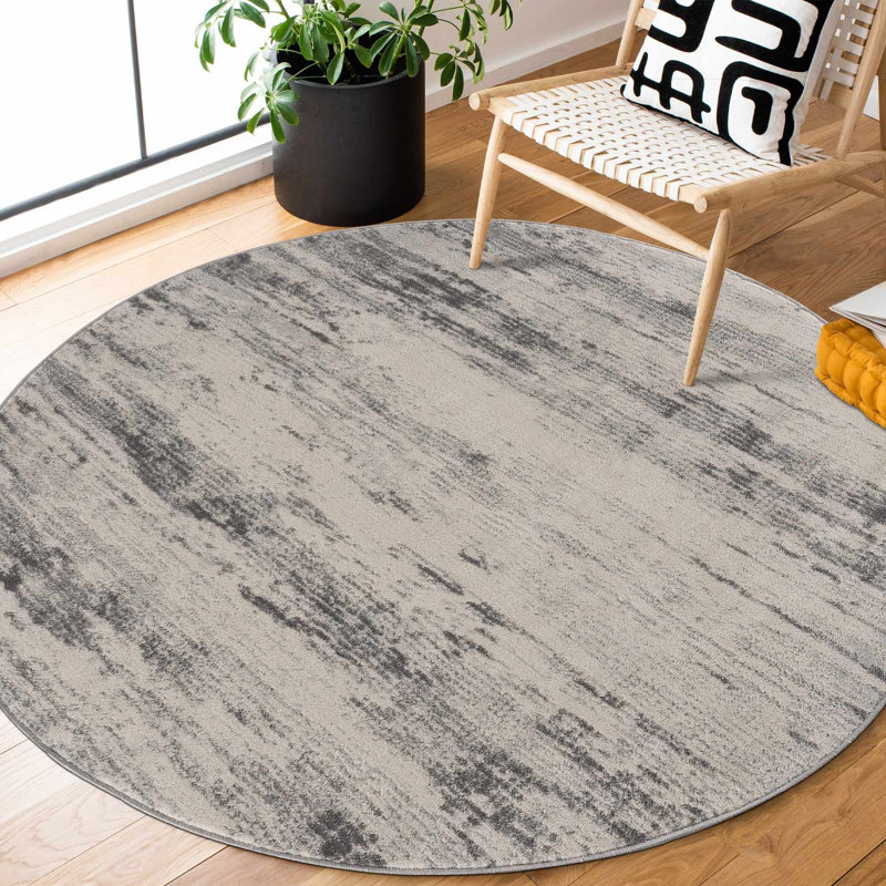 Elyjah Performance Transitional Ivory/Gray Area Rug, Round 5'3"