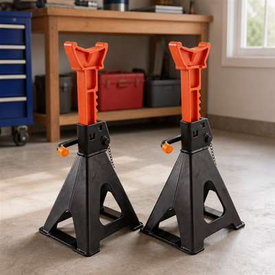 Paire de chandelles robustes en acier de 27,2 cm de large, hauteur réglable jusqu'à 6 tonnes (capacité de 5443 kg), lot de 2, pour la réparation de VUS, camions et véhicules.