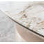 Plateau de table ovale en verre trempé et acier inoxydable et panneau de fibres à densité moyenne de 51,18 po x 27,56 po x 16,93 po beige et gris avec rangement