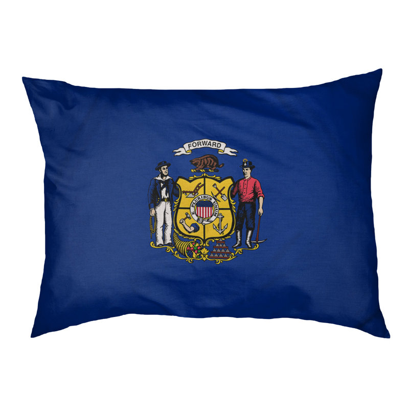 Coussin de concepteur wisconsin flag Burien, Marron foncé, L 32,5 po x l 42,5 po