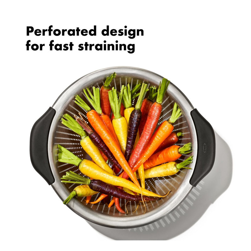 OXO 5 Quart Stainless Steel Colander with Soft-Grip Handles