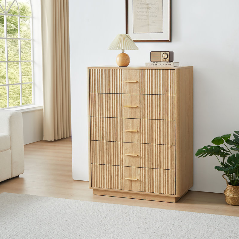 5 Drawer Dresser Chests Storage, Natural