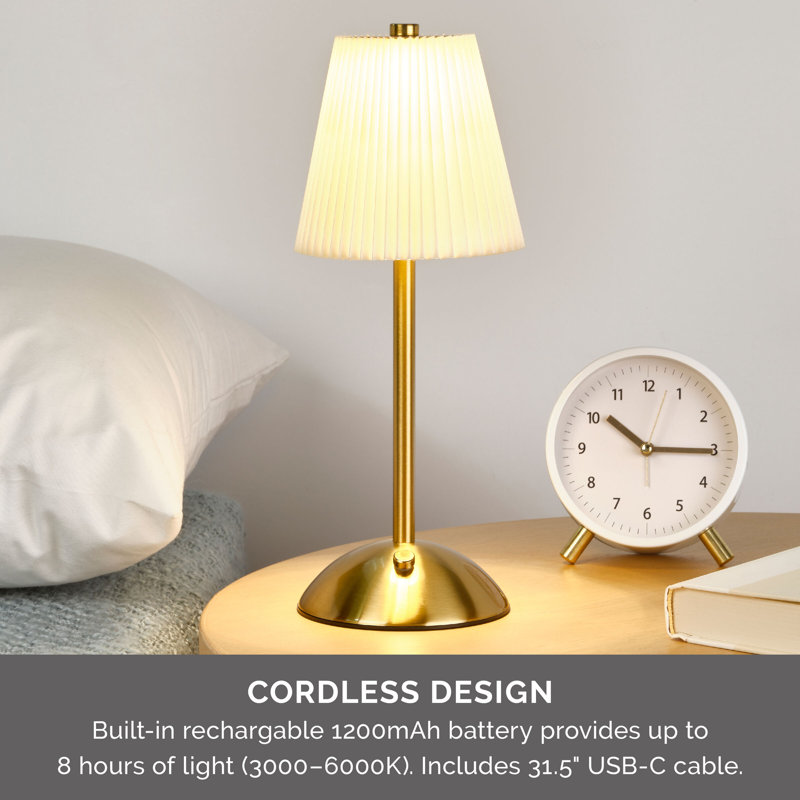 LED Rechargeable Lamp with Shade, 12.8 Inch