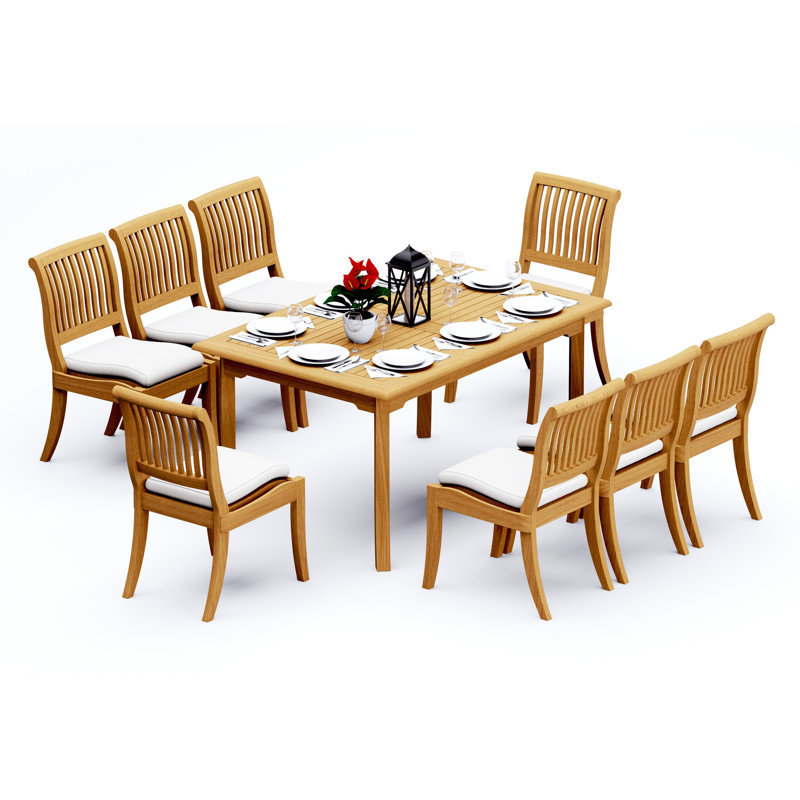 6 Seats 7 Pcs Grade-A Teak Wood Dining Set: 60" Rectangle Table And 6 Arbor Stacking Armless Chairs #11AB1300, 8
