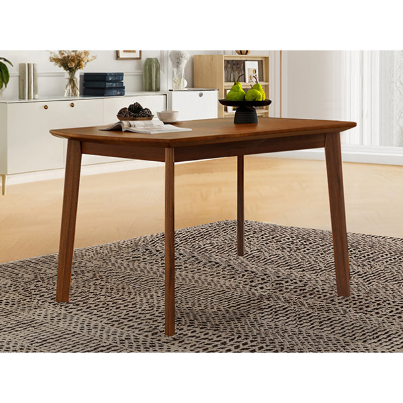  47" Mid Century Dining Table, Rectangular Kitchen Table for 4 with Solid Wood Legs, Minimalist Dining Table, Brown