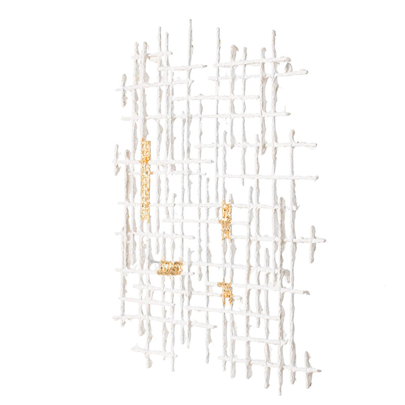 32X1.5X26" Geometric Wall Decor, White+Gold, Sophisticated Style For Living Room & Bedroom Decor 32X1.5X26", White And Gold, Elevate Home With Luxurious Gold Accents