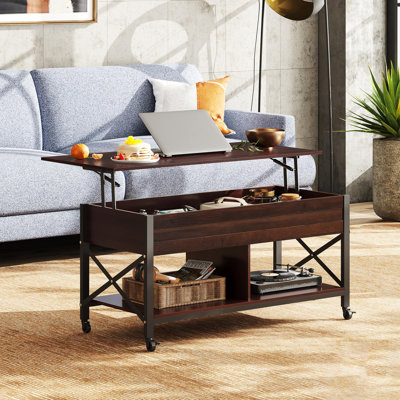 Table basse à plateau relevable 41,3 po à 4 roulettes