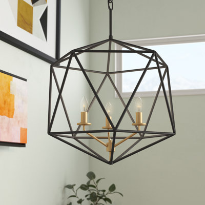 Astrid 3-Light Candle Style Geometric Chandelier