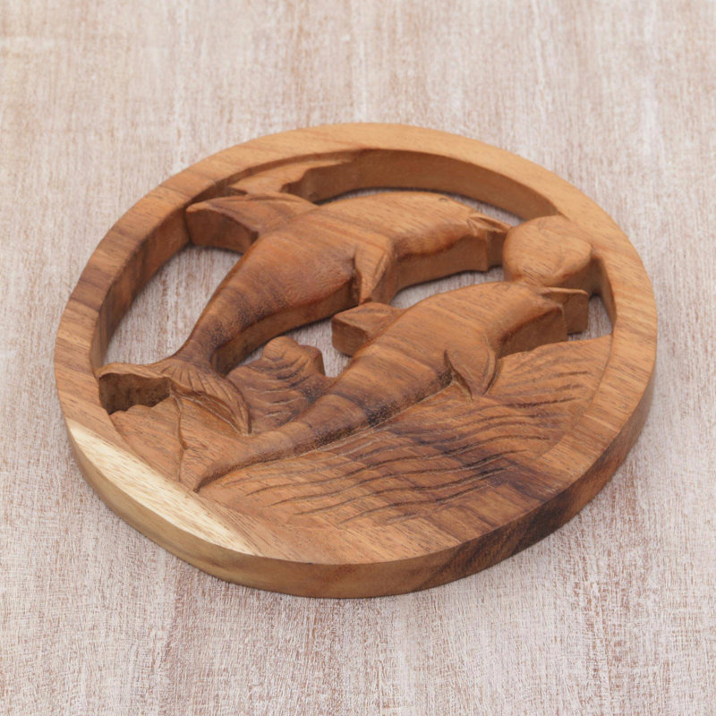 Panneau de suspension en bois avec dauphins fun