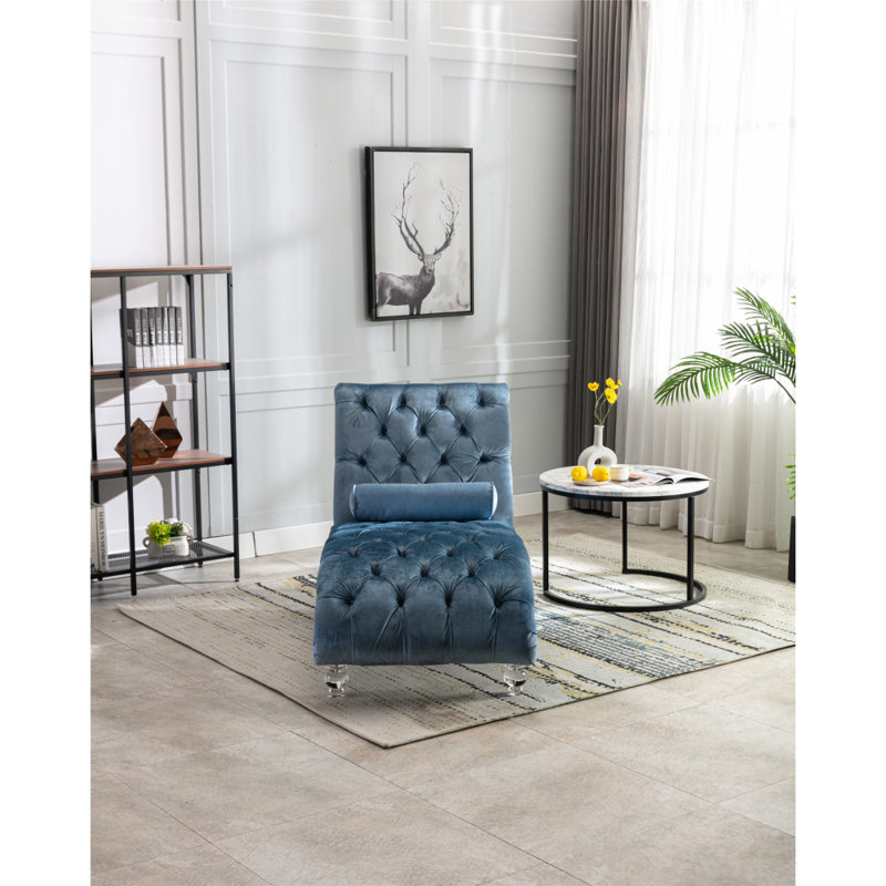 Chaise longue rembourrée Alexica, Bleu clair