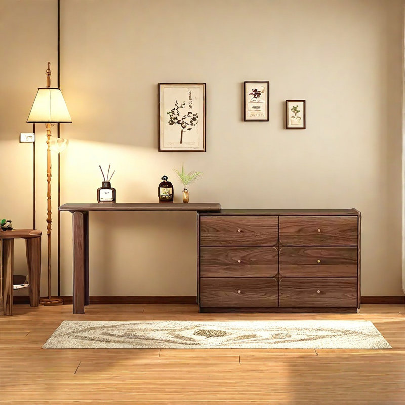 Commode en bois massif noir noyer