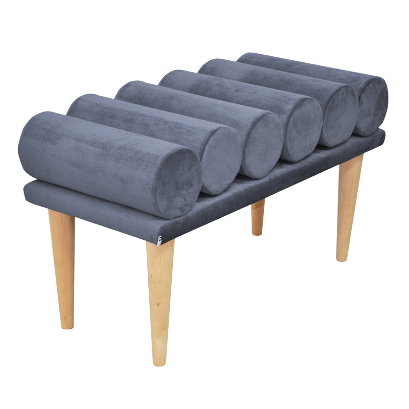 Scandi Upholstered Bench, Dark Blue