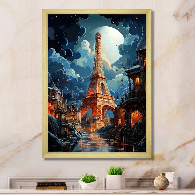 La tour Eiffel, suralisme II - paysages urbains, impressions sur toile, H 40 po x l 30 po x P 1,5 po, Encadrement doré