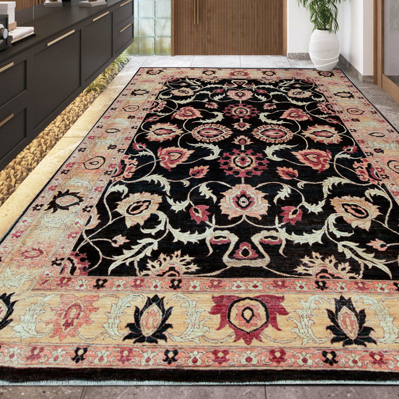 Wool Oriental Area Rug in Black